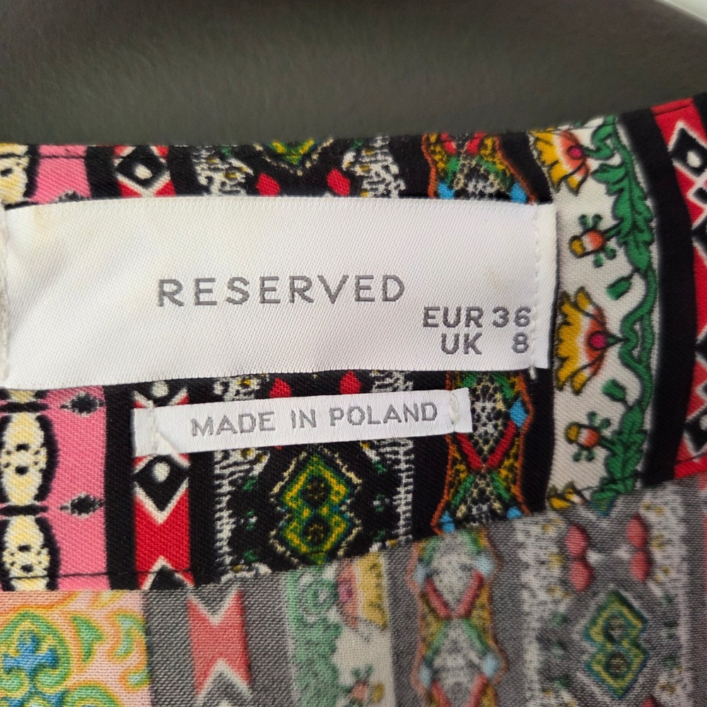 Reserved Womens Multicolor Geometric Stripe Kimono Wrap Tie Belt Top EUR 36 US 6 - Picture 5 of 8